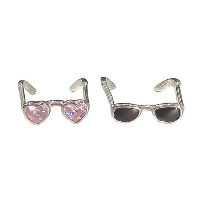 2Pcs Sunglasses Inspired Fashionable Glasses Shape Rings Accessory