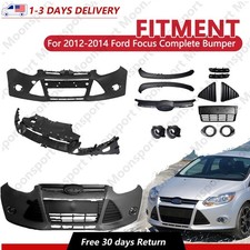 Front Complete Bumper Kit W Bracket Grille Fog Lights For 2012-2014 Ford Focus