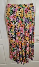 Vintage Floral Pull On Culottes Gaucho Wide Leg Crop Pants Size 18 20 2XL.
