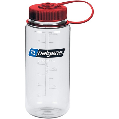 #ad Nalgene Sustain 16 oz. Tritan Wide Mouth Water Bottle Clear Red $14.99