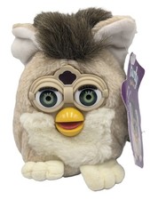 Furby Buddies Plush 1999 MORE HUNGRY Green Eyed Beige White pattern NWT
