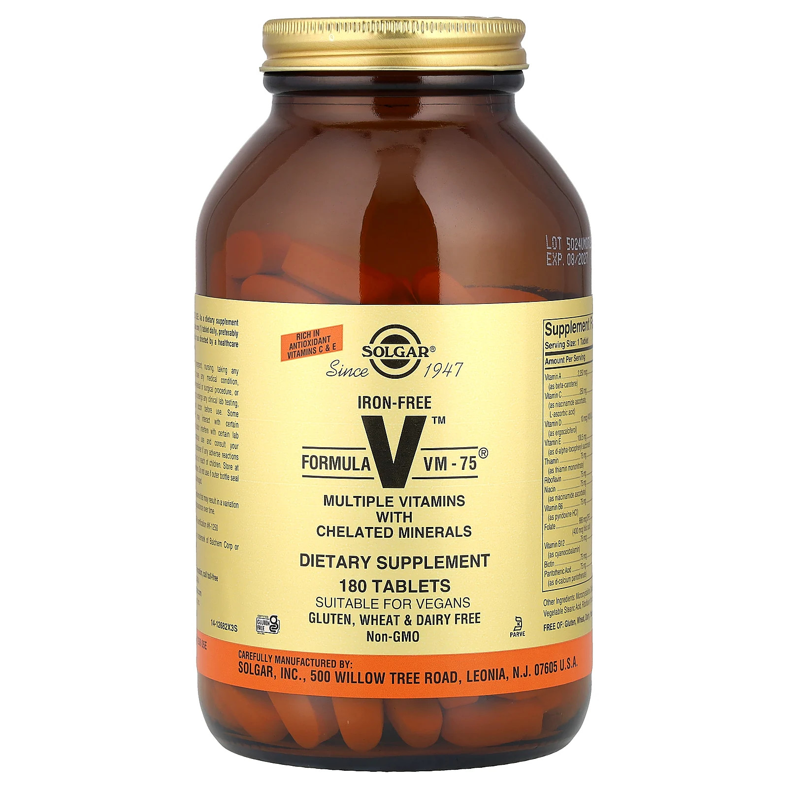 Formula V  VM-75 , Multiple Vitamins with Chelated Minerals, Iron-Free, 180