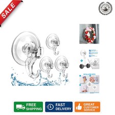 4 Pack Heavy-Duty Suction Cup Hooks - Transparent Waterproof Storage Solution