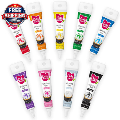 9 Pack Edible Cake Writing Gels for Cake and Cookie Decorating - Easy Squeeze Ge