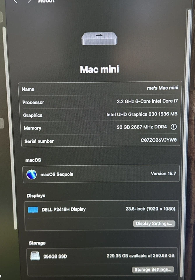 High Grade Apple Mac Mini 2018 A1993 i7 6-Core 32GB | 256GB SSD MacOS Sonoma - Image 2 of 4