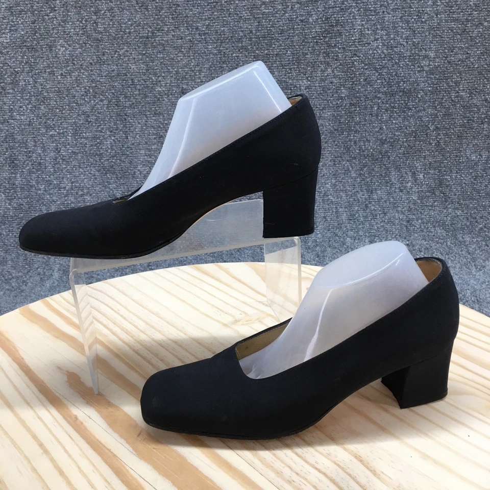 Zapatos de salón Enzo Angiolini para mujer 7M sin cordones negros gamuza tacones en bloque punta cuadrada Foto 2 de 4
