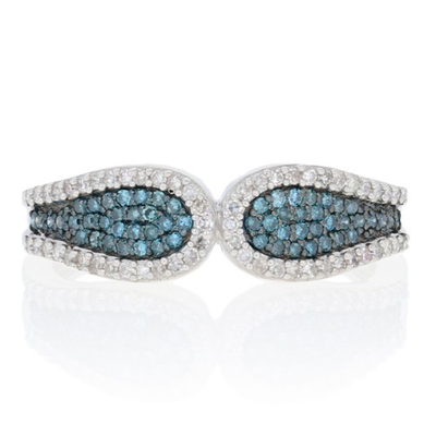 #ad NEW .33ctw Single Cut Diamond Ring Sterling Silver Blue amp; White $79.99