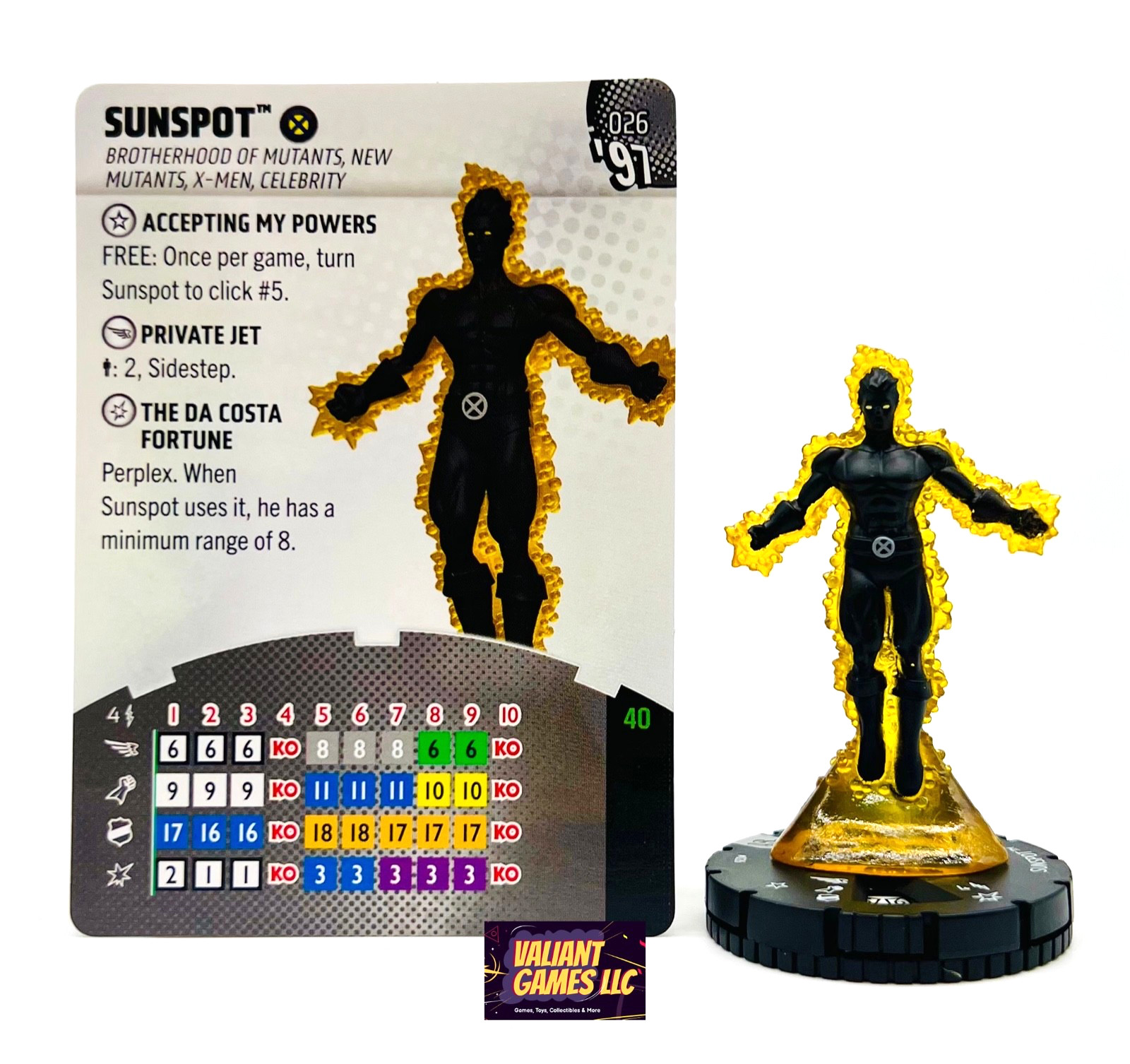 Marvel Heroclix Sunspot #026 w/ Card X-Men '97 Set
