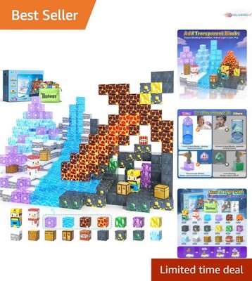 Magnetic Building Blocks 100PCS Transparent Ice Mine STEM Toys for Kids Ages ...