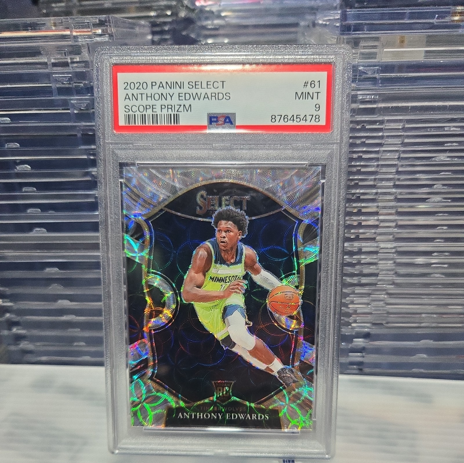 Anthony Edwards 2020-21 Panini Select Concourse Scope Prizm RC 🔥RARE PSA mint 9