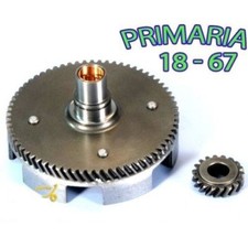 CAMPANA FRIZIONE PIGNONE CORONA 18-67 DENTI ELICOIDALI PIAGGIO VESPA 50 SPECIAL