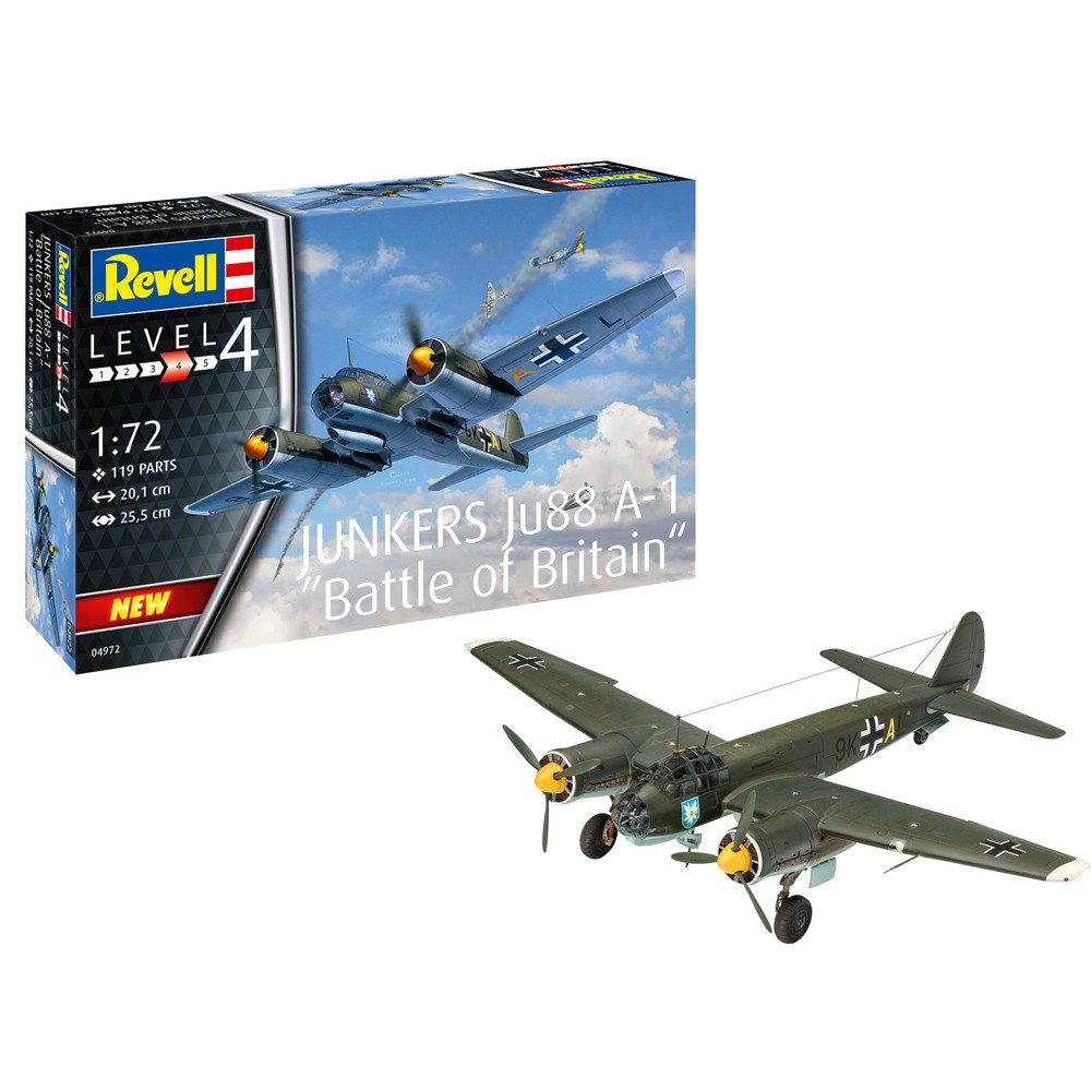 Revell Junkers Ju-88 A1 Battle of Britain 1/72 Scale Aircraft Model Kit 04972