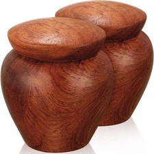 2 Pcs Mini Urns for Human Ashes Wood Small Keepsake Cremation Urn Grain for H...