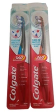 Colgate 360 Advanced Lot of 2 Soft Manual Toothbrush Floss Tip Bristles