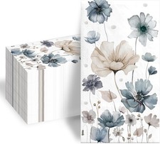 100pcs Disposable Paper Hand Towels for Bathroom Floral Napkins 3 Ply Paper