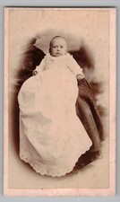 Antique CDV Cute Baby in Long White Christening Gown Victorian Portrait Unmarked