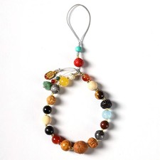 18 Seeds Phone Charm Wrist Strap, Natural Stone Beaded Lanyard, Hanging Ornament