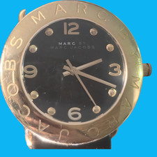 Marc by Marc Jacobs Amy Watch Gold Tone Black Dial Leather Strap MBM1154