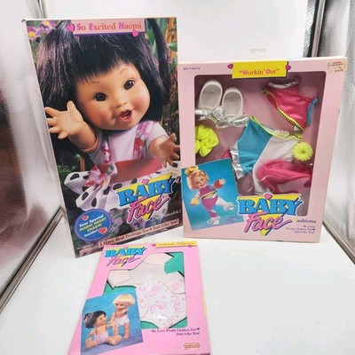 ''So Excited Naomi'' Baby Face Doll Galoob NOB Plus 2 New Outfits ''Workin Out'' 