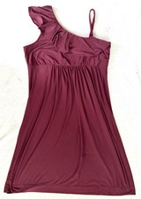Soma One Shoulder Ruffle Dress, Burgundy,  SIZE Small