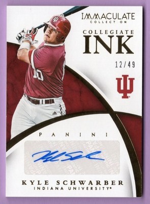 2015 IMMACULATE COLLECTION COLLEGIATE INK #38 KYLE SCHWARBER #D 12/49 RC CUBS