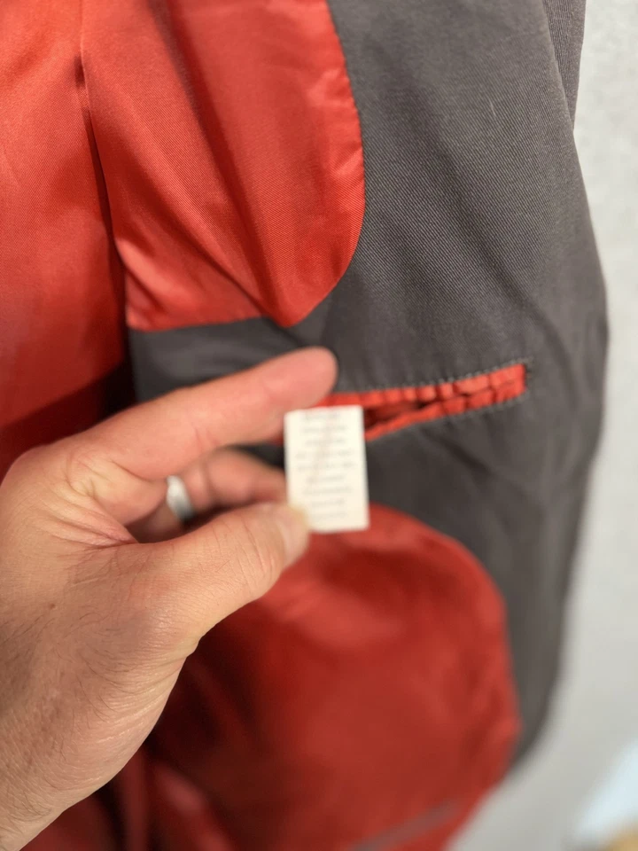 Chaqueta Blazer Xtreme Couture Para Hombre 40 Marrón Rojo Gráfico Escudo de León Forrada Buena Foto 4 de 4