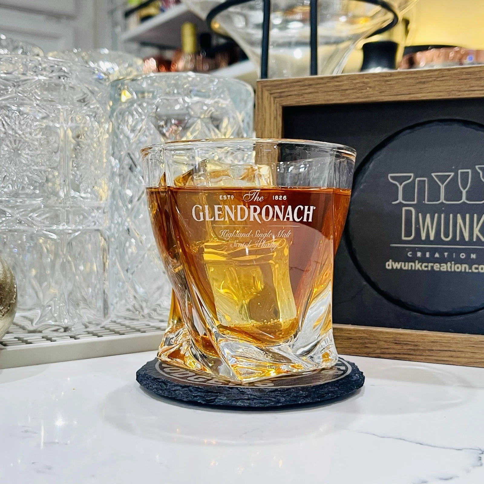 Engraved Glendronach Whiskey Glass - Twisted Whiskey Glasses