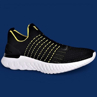 Size 9.5 US mens Nike React Phantom Run Flyknit 2 Black Sonic Yellow CJ0277-004