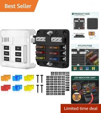 12V Fuse Block 6 Way 12 Volt Fuse Box ATO/ATC Marine Fuse Panel with LED Indi...