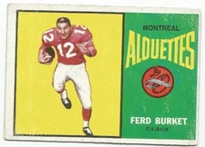 1964 TOPPS CFL FRED BURKET MONTREAL ALOUETTES #45 (SOUTHEASTERN OKLAHOMA) EX