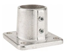Hollaender Aluminum Pipe Rail Fitting: Floor Flange, 1.5" Pipe ID, 1.9" Pipe OD