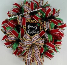 CHRISTMAS WREATH, LEOPARD PRINT CHRISTMAS DECOR, ANIMAL PRINT CHRISTMAS WREATH,
