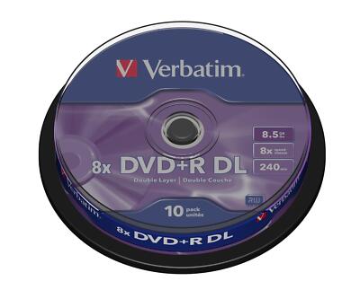 Verbatim 43666 1x10 DVD+R Double Layer 8x Speed, 8,5GB matt silver