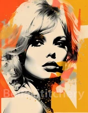 Handmade 8x10 Retro Vibes #36 Woman w. Paint Collage Cotton Fabric Block