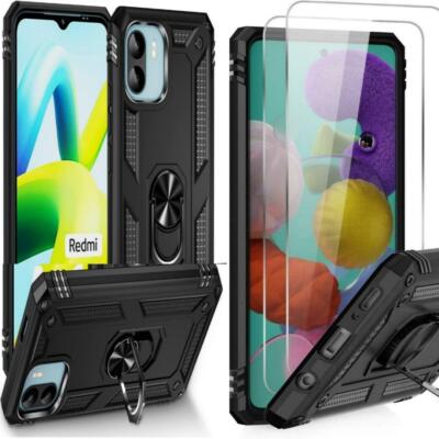 HONLEN Custodia per Redmi A1 / Redmi A2 (6.52 Inches), Cover Morbida in Silicone TPU, Design del Telaio Galvanico - Nero