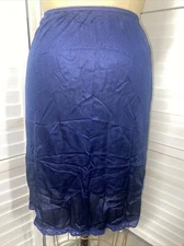 Vintage 70s 80s Warner’s Navy Blue Nylon/Lace Half Slip Size Small USA Made