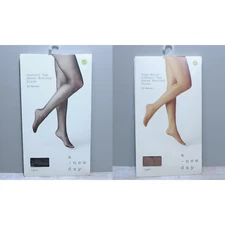 2 Pairs M/L  A New Day Womens Control Top Sheer Hosiery Pecan & Black 20 Denir