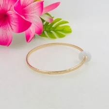 White Donut Jade Bangle Bracelet - Stacking bracelet - Charm Bracelet
