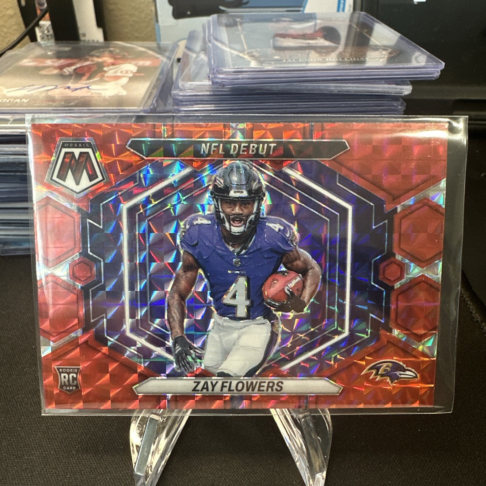 ZAY FLOWERS 2023 PANINI MOSAIC NFL DEBUT RED PRIZM RC ROOKIE #ND-18 RAVENS