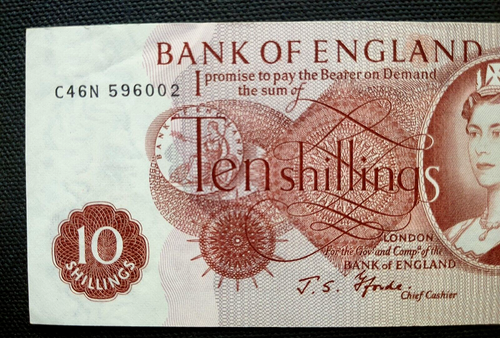 Great Britain GB UK - "10/- ~ TEN SHILLINGS" EF Banknote, J. S. Fforde (a) - Picture 2 of 10