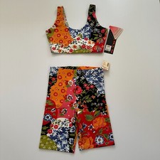 2 Piece Workout Set For Women Sports Bra and Shorts S/M Multi-color Floral print