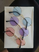 Lot of 12 FREE SHIPPING 1960's Hippie round Sunglasses Blue Pink purple lens