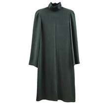 Rare Vtg Amy Michelson Textured Dress Sz 8 Green Long Sleeve Mock Neck USA Made