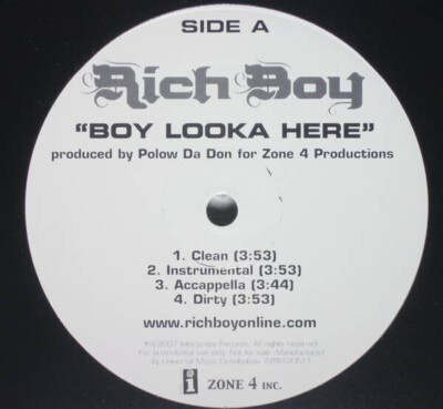 Rich Boy Boy Looka Here Vinyl Single 12inch NEAR MINT Interscope