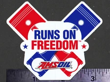 AMSOIL Runs On Freedom - Original Vintage Racing Decal/Sticker - Synthetic Oil