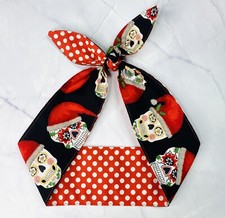 Hair wrap Head Scarf Bow Xmas Headband Santa Skulls tattoo Rockabilly Goth