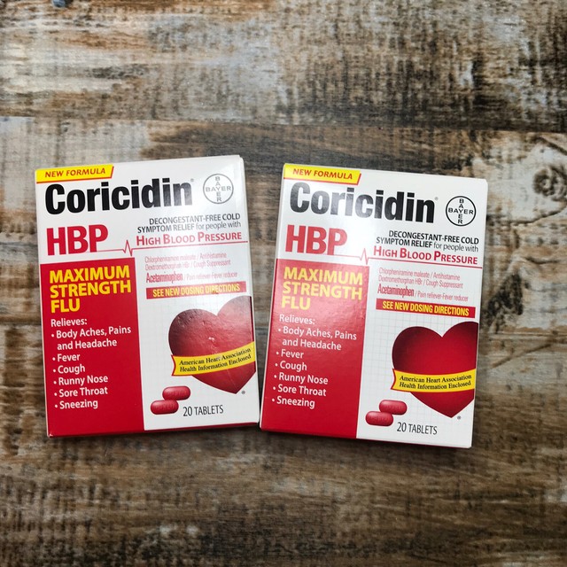 2x Coricidin HBP Maximum Strength Flu Tablets 20 Count Exp