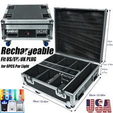 Rechargeable Flight Case For 6Pcs 150W Par Light Stage Light Case w/ Wheels US