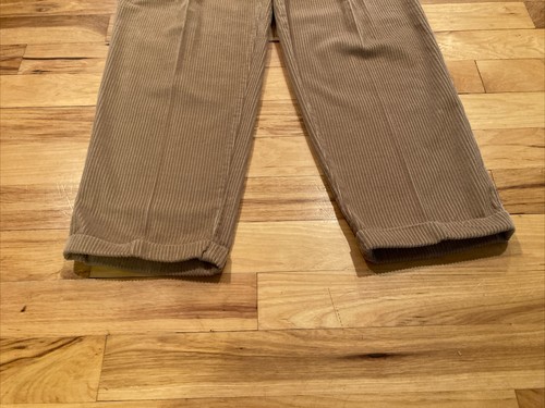 Gant Corduroy Pants Light Brown Heavy Cotton Pleated Cuff Men TAG 38 Fit 36 x 30 - Picture 6 of 12