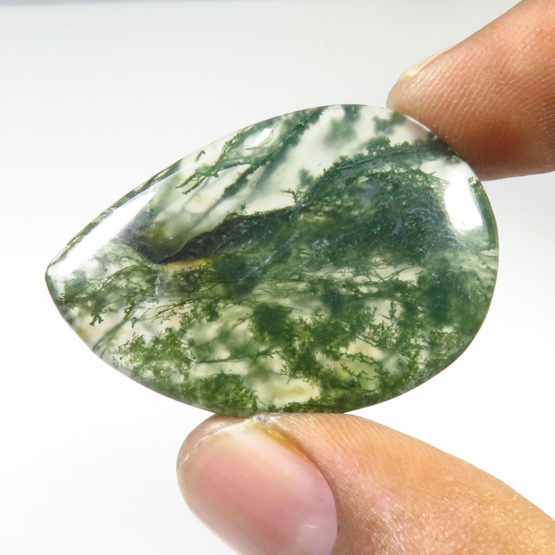 Moss Agate Smooth Seaweed Fancy Gems 35x24mm 36Cts Natural